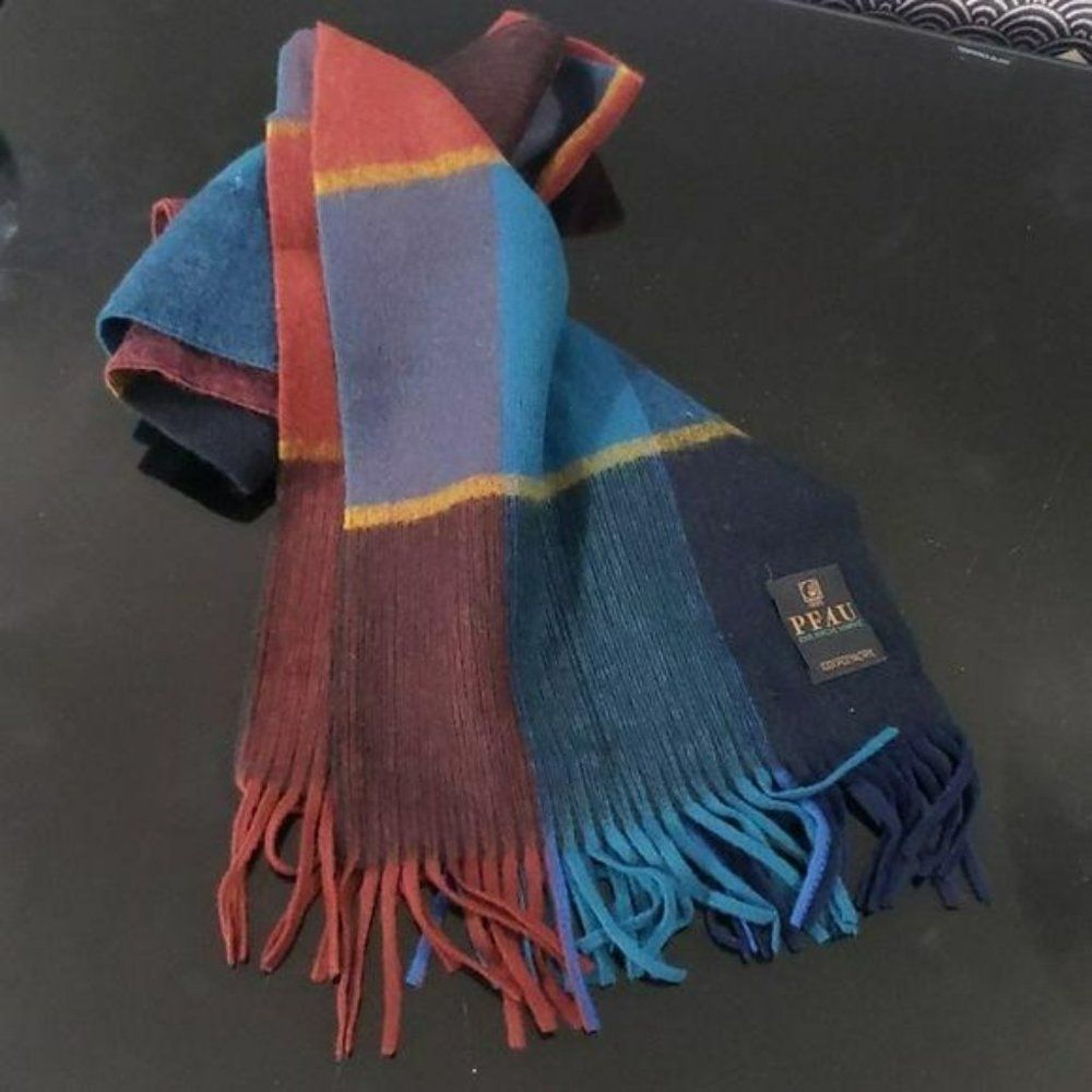 Pfau Eine Erste Marke Multi Color Block Knit Scarf 100% Polyacrylic Fringe 57x10